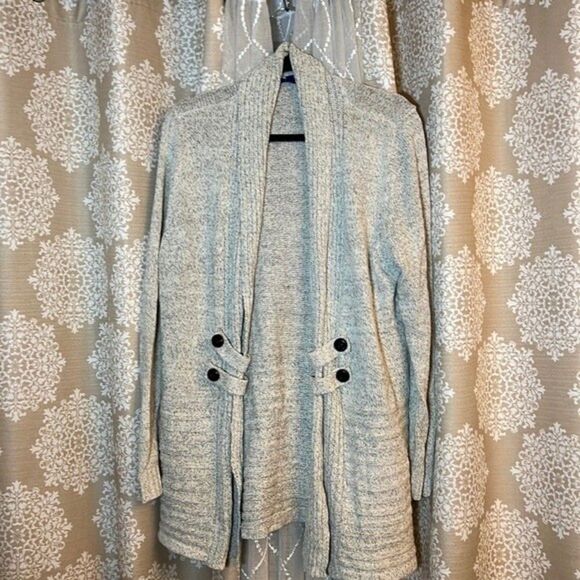 Apt. 9 marled cream button tab cardigan, xl - Picture 1 of 5